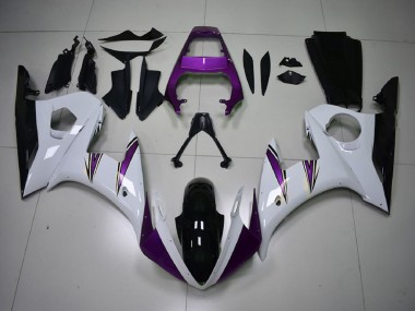 Yamaha R6 Motorrad Verkleidung 2003-2004 - Weiss Lila Glanzendes Schwarz