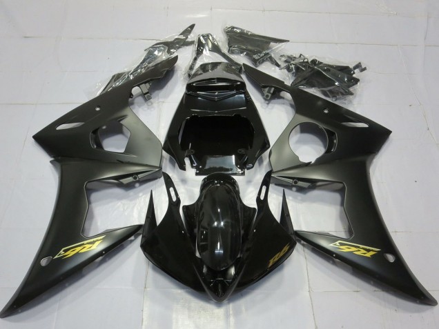 Yamaha R6 Motorrad Verkleidung 2003-2004 - Glanzendes Schwarz Matt Schwarz Gold Aufkleber