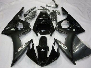 Yamaha R6 Motorrad Verkleidung 2003-2004 - Glanzendes Schwarz Matt Schwarz Weiss Aufkleber