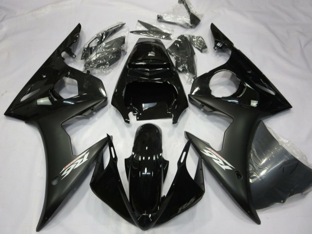 Yamaha R6 Motorrad Verkleidung 2003-2004 - Glanzendes Schwarz Matt Schwarz Weiss Aufkleber