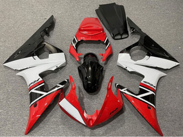 Yamaha R6 Motorrad Verkleidung 2003-2004 - Rot Weiss Glanzendes Schwarz