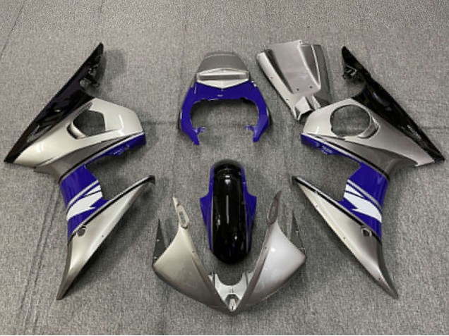 Yamaha R6 Motorrad Verkleidung 2003-2004 - Silber Blau Glanzendes Schwarz