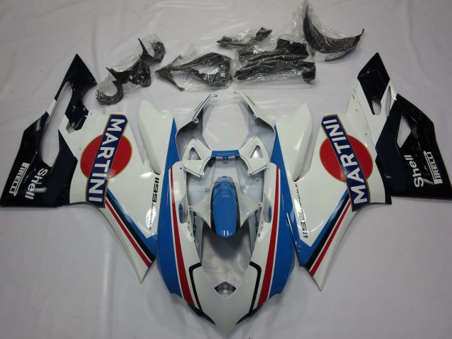 Ducati 1199 Motorrad Verkleidung 2011-2014 - Weiss Hellblau Rot Schwarz Martini