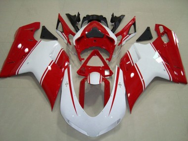 Ducati 848 1098 1198 Motorrad Verkleidung 2007-2014 - Weiss Rot