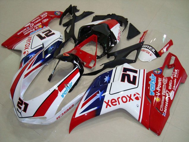 Ducati 1098 Motorrad Verkleidung 2007-2014 - Weiss Rot Schwarz Blau Stern Xerox 21