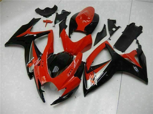 Suzuki GSXR 600/750 Motorrad Verkleidung 2006-2007 - Rot Glanzendes Schwarz
