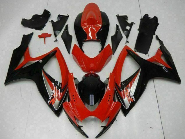 Suzuki GSXR 600/750 Motorrad Verkleidung 2006-2007 - Rot Glanzendes Schwarz