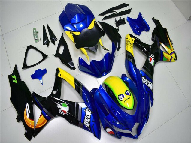 Suzuki GSXR 600/750 Motorrad Verkleidung 2008-2010 - Blau Gelb Hai