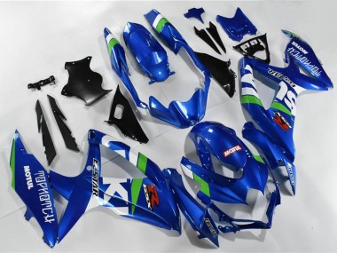 Suzuki GSXR 600/750 Motorrad Verkleidung 2008-2010 - Blau Weiss Grun Schwarz