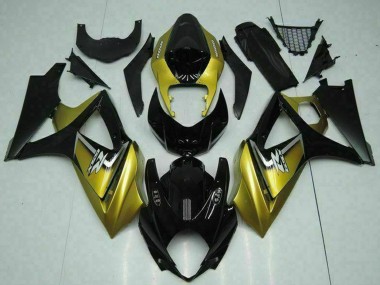 Suzuki GSXR 1000 Motorrad Verkleidung 2007-2008 - Gold Glanzendes Schwarz Silber Aufkleber
