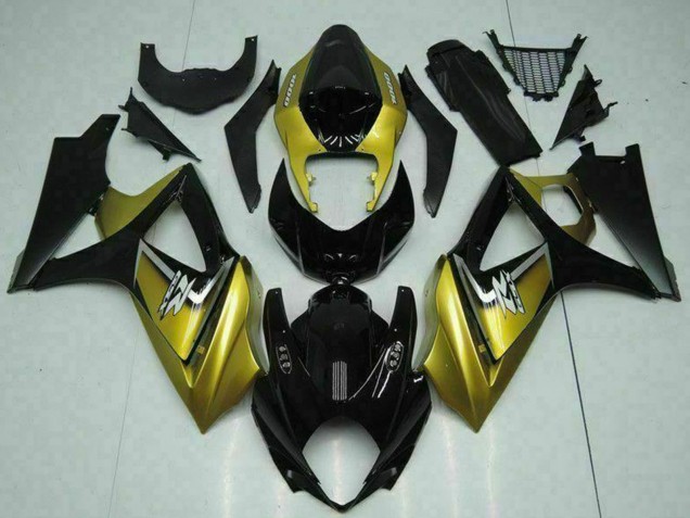 Suzuki GSXR 1000 Motorrad Verkleidung 2007-2008 - Gold Glanzendes Schwarz Silber Aufkleber