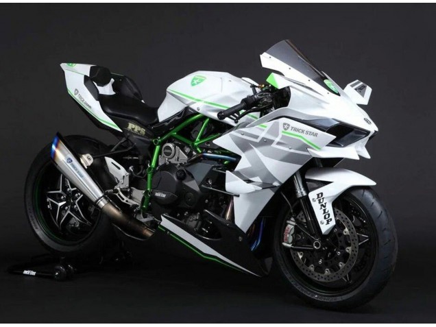 Kawasaki Ninja H2 Motorrad Verkleidung 2015-2022 - Weiss Silber Grun