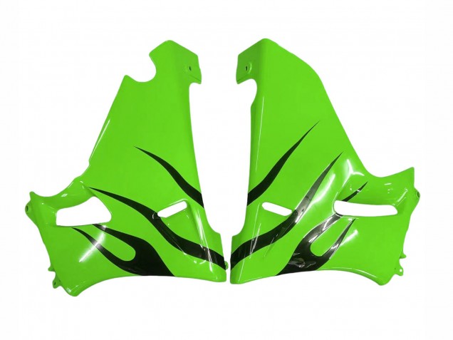 Kawasaki ZZR600 Motorrad Verkleidung 1998-2003 - Grun Glanzendes Schwarz Flamme