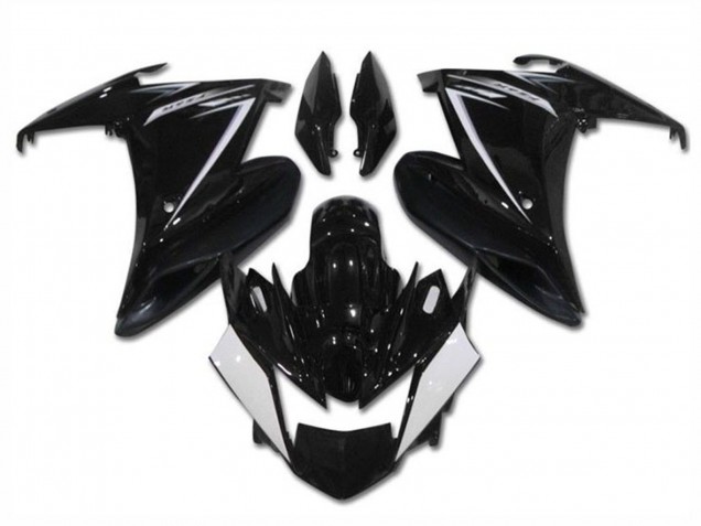 Yamaha FZ6R Motorrad Verkleidung 2009-2015 - Glanzendes Schwarz Weiss