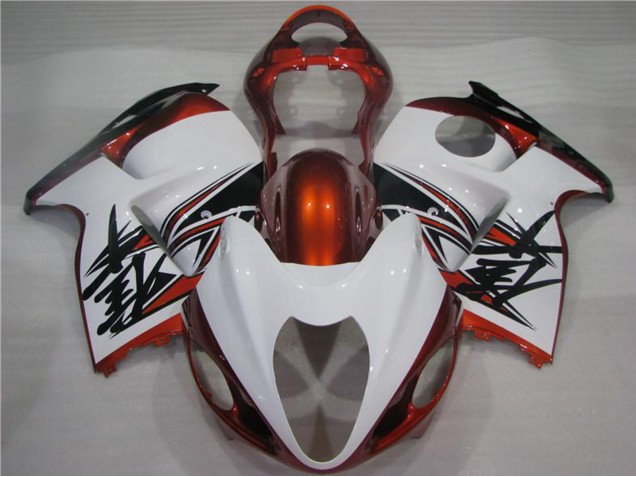 Suzuki GSXR 1300 Hayabusa Motorrad Verkleidung 1996-2007 - Weiss Orange Schwarz