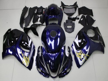 Suzuki GSXR 1300 Hayabusa Motorrad Verkleidung 2008-2020 - Dunkel Blau Weiss Gold