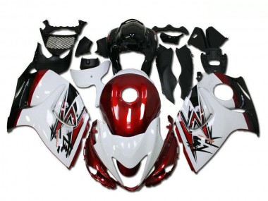 Suzuki GSXR 1300 Hayabusa Motorrad Verkleidung 2008-2020 - Weiss Rot Schwarz