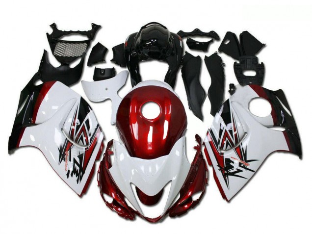 Suzuki GSXR 1300 Hayabusa Motorrad Verkleidung 2008-2020 - Weiss Rot Schwarz