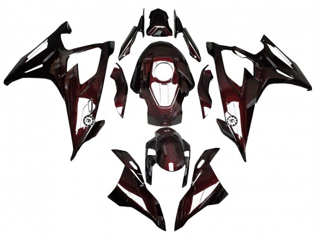 BMW S1000RR Motorrad Verkleidung 2019-2022 - Dunkel Rot Carbonfaser