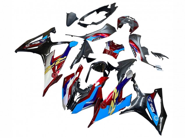 BMW S1000RR Motorrad Verkleidung 2019-2022 - Weiss Blau Rot Schwarz