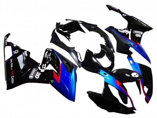BMW S1000RR Motorrad Verkleidung 2015-2016 - Rot Blau Schwarz Glanzendes Schwarz