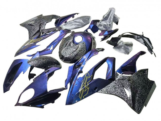 BMW S1000RR Motorrad Verkleidung 2015-2016 - Gradient Lila Blau Geschmiedet Carbonfaser