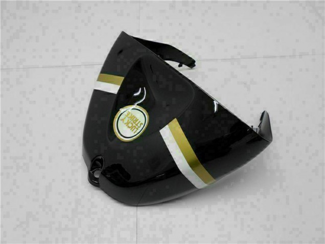 Kawasaki ZX6R Motorrad Verkleidung 2005-2006 - Glanzendes Schwarz Weiss Gold Lucky Strike