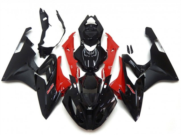 BMW S1000RR Motorrad Verkleidung 2015-2016 - Rot Glanzendes Schwarz Matt Schwarz