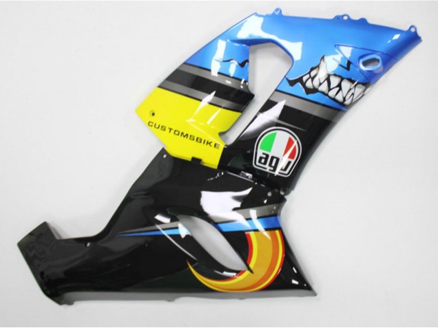 Kawasaki ZX6R Motorrad Verkleidung 2005-2006 - Blau Gelb Schwarz Hai
