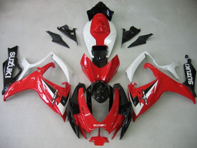 Suzuki GSXR 600 / GSXR 750 Motorrad Verkleidung 2006-2007 - Weiss Rot Glanzendes Schwarz