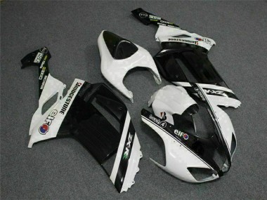 Kawasaki ZX6R Motorrad Verkleidung 2007-2008 - Schwarz Weiss Elf