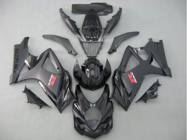 Suzuki GSXR 1000 Motorrad Verkleidung 2007-2008 - Matt Schwarz Glanzendes Schwarz