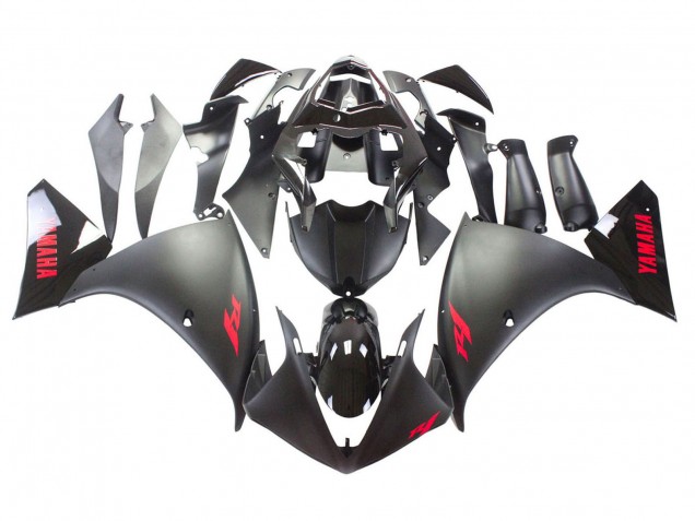 Yamaha YZF 1000 R1 Motorrad Verkleidung 2009-2011 - Matt Schwarz Rot Aufkleber