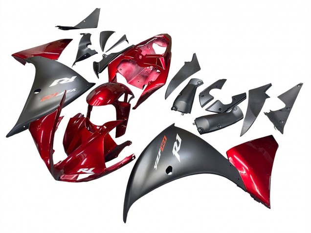 Yamaha YZF 1000 R1 Motorrad Verkleidung 2009-2011 - Rot Matt Schwarz