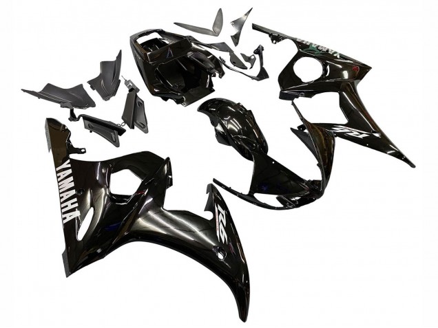 Yamaha YZF R6 Motorrad Verkleidung 2003-2004 - Glanzendes Schwarz Weiss Aufkleber