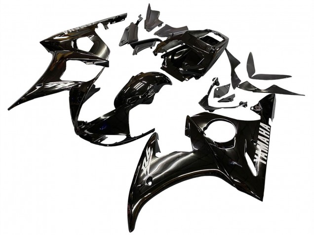 Yamaha YZF R6 Motorrad Verkleidung 2003-2004 - Glanzendes Schwarz Weiss Aufkleber