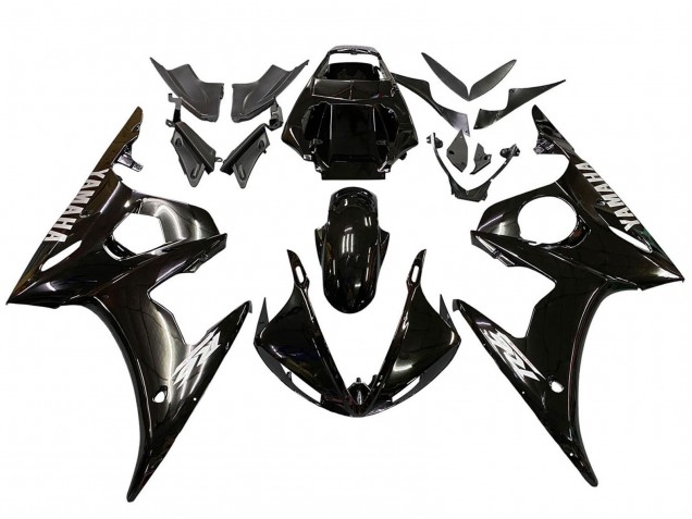 Yamaha YZF R6 Motorrad Verkleidung 2003-2004 - Glanzendes Schwarz Weiss Aufkleber