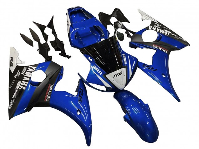 Yamaha YZF R6 Motorrad Verkleidung 2003-2004 - Blau Weiss Glanzendes Schwarz Yamalube