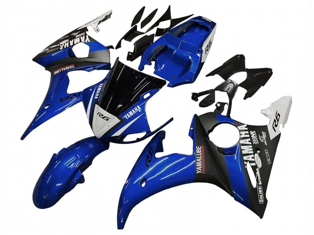 Yamaha YZF R6 Motorrad Verkleidung 2003-2004 - Blau Weiss Glanzendes Schwarz Yamalube