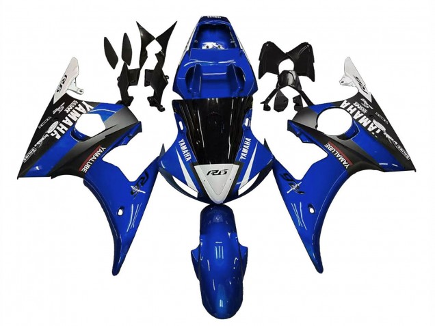 Yamaha YZF R6 Motorrad Verkleidung 2003-2004 - Blau Weiss Glanzendes Schwarz Yamalube
