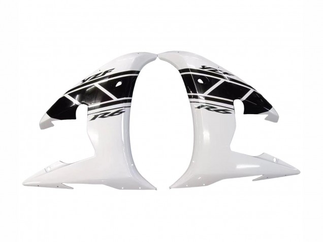 Yamaha YZF R6S Motorrad Verkleidung 2006-2009 - Weiss Glanzendes Schwarz