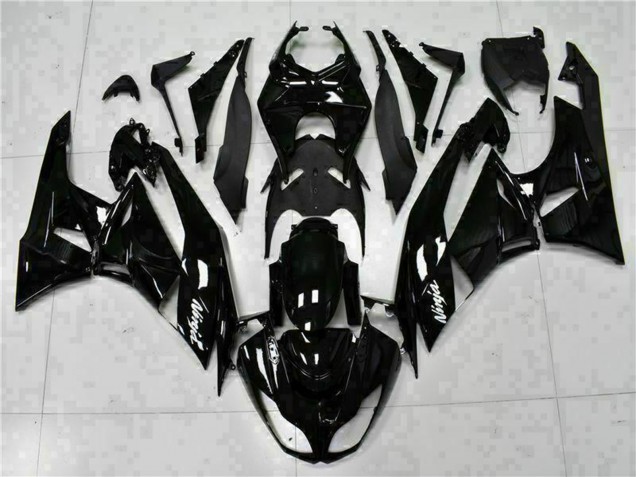 Kawasaki ZX6R Motorrad Verkleidung 2009-2012 - Glanzendes Schwarz Weiss Ninja