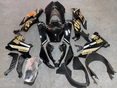 Kawasaki ZX10R Motorrad Verkleidung 2021-2025 - Glanzendes Schwarz Gold Elf Schnee