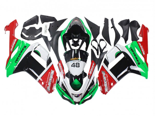 Kawasaki ZX6R Motorrad Verkleidung 2007-2008 - Grun Rot
