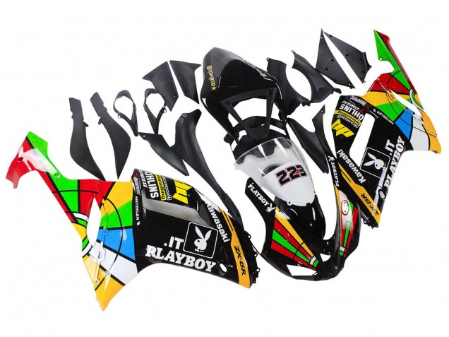 Kawasaki ZX6R Motorrad Verkleidung 2007-2008 - Bunt Playboy 223
