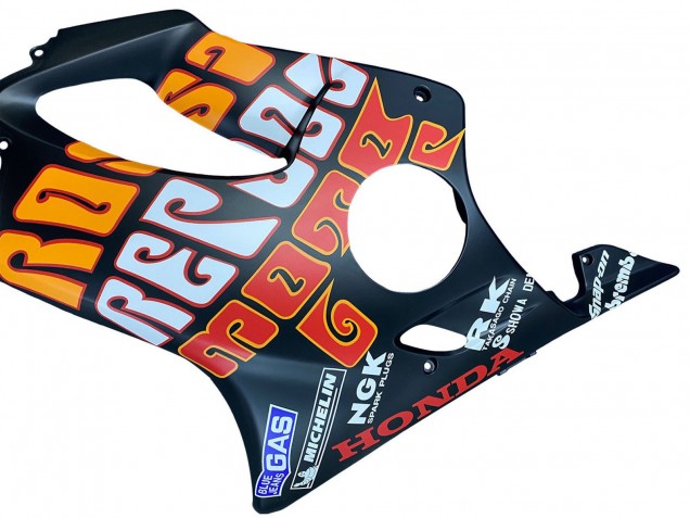 Honda CBR600 F4i Motorrad Verkleidung 2004-2007 - Matt Schwarz Orange Rossi