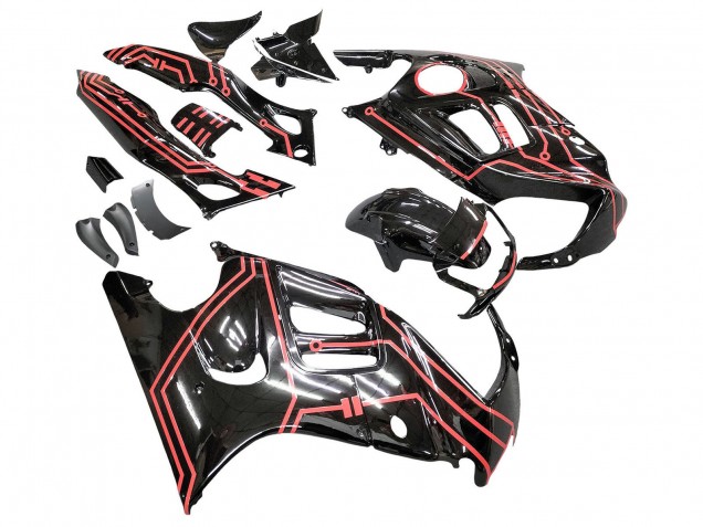 Honda CBR600 F3 Motorrad Verkleidung Kit 1997-1998 - Rot Glanzendes Schwarz