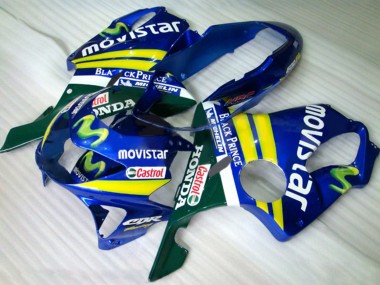 Honda CBR600 F4 Motorrad Verkleidung 1999-2000 - Blau Gelb Grun MoviStar Castrol