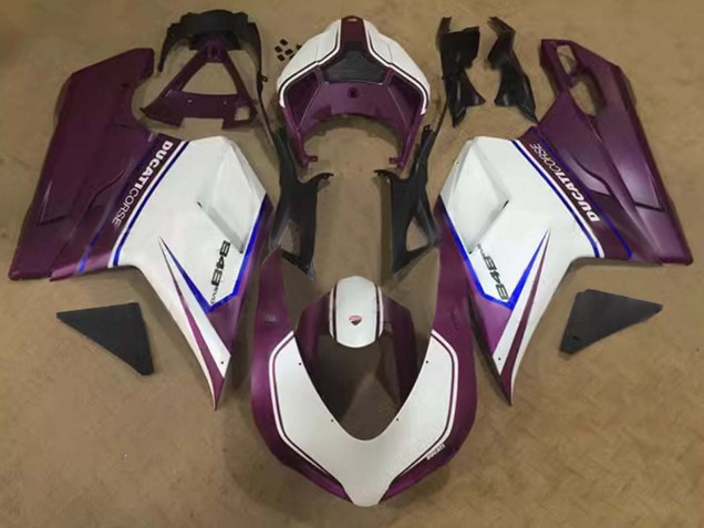 Ducati 848 Motorrad Verkleidung 2007-2014 - Weiss Blau Lila Corse