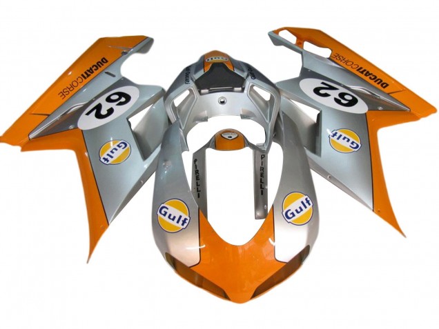 Ducati 848/1098/1198 Motorrad Verkleidung 2007-2014 - Silber Orange Gulf 62